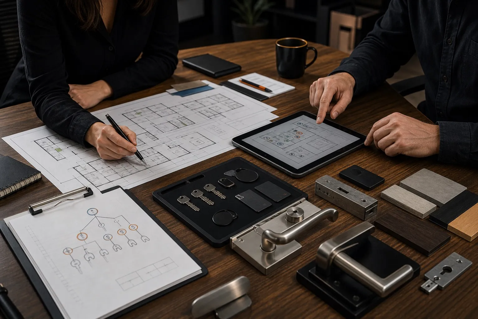 Abstract planning workflow with structured steps for secure-entry system design.